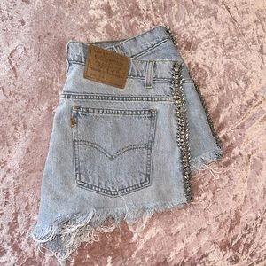 Custom made vintage Levi shorts with design
